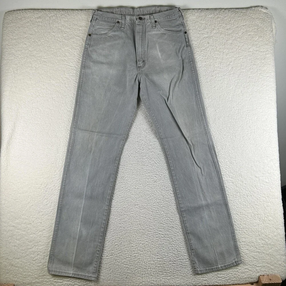 Vintage Wrangler Jeans Mens 32x35 Gray Regular Straight Ideal Zipper 3MWZPG 80s